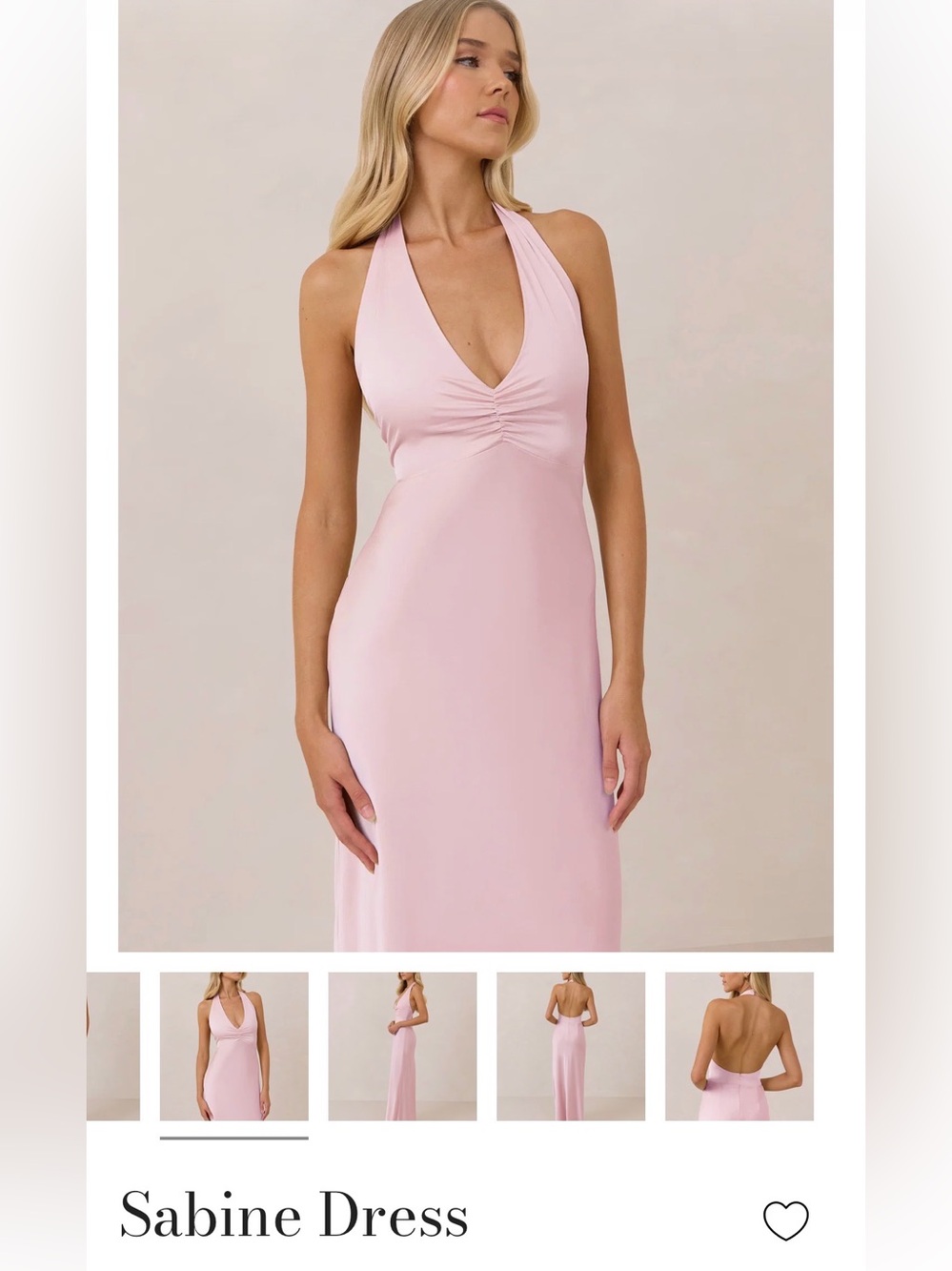 Park & Fifth Sabine Halter Backless Maxi Dress in Light Pink